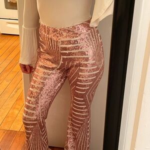 Sequin Pink Flare Pants